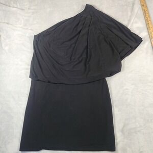 Jessica Howard Black One Shoulder Draped Sheath Dress Size 6 Whimsygoth Y2K